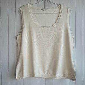 Marina Rinaldi size L knit tank camisole off white silk blend scoop neck
